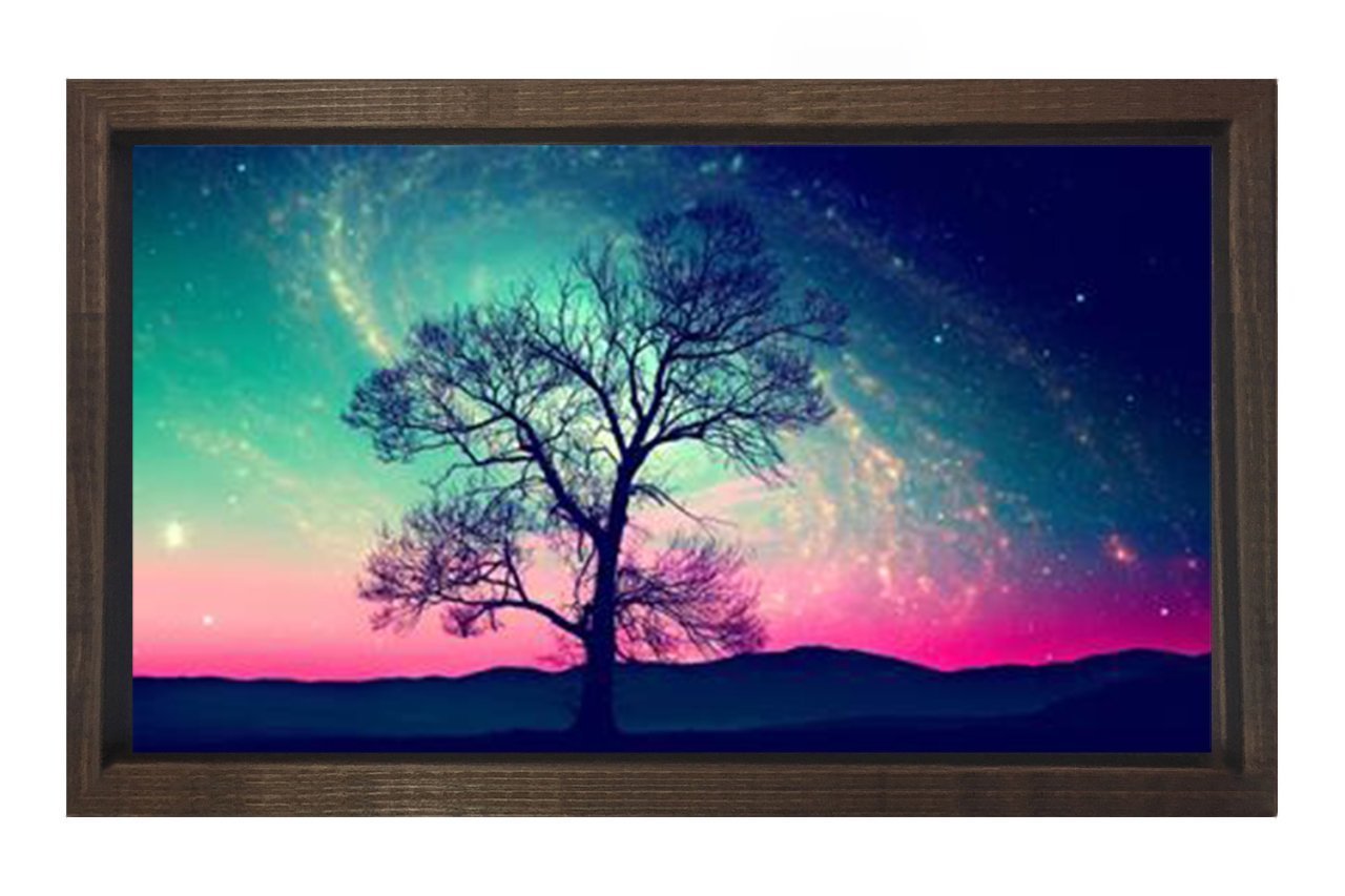 Gece Gökyüzü Ağaç Manzarası Tablosu