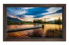 Gün Batımı Göl Ve Doğa Tablosu Kahverengi Ahşap Çerçeve - 100x150