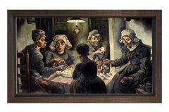 Patates Soyucuları Tablosu Kahverengi Ahşap Çerçeve - 50x90