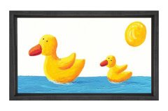 Sarı Cik Cikler Yüzerken Tablosu Siyah Ahşap Çerçeve - 50x70