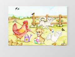Hayvan Çiftliği Tablosu Çerçevesiz - 45x30
