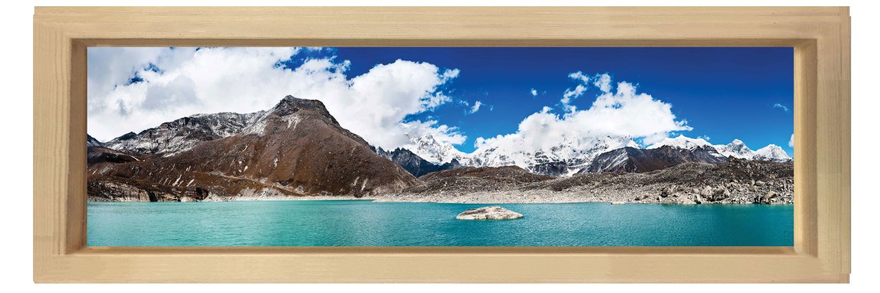 Dağlar Ve Deniz Tablosu Naturel Ahşap Çerçeve - 180x60