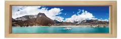 Dağlar Ve Deniz Tablosu Naturel Ahşap Çerçeve - 180x60