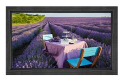 Lavanta Bahçesi ve Masa Tablosu Siyah Ahşap - 50x70