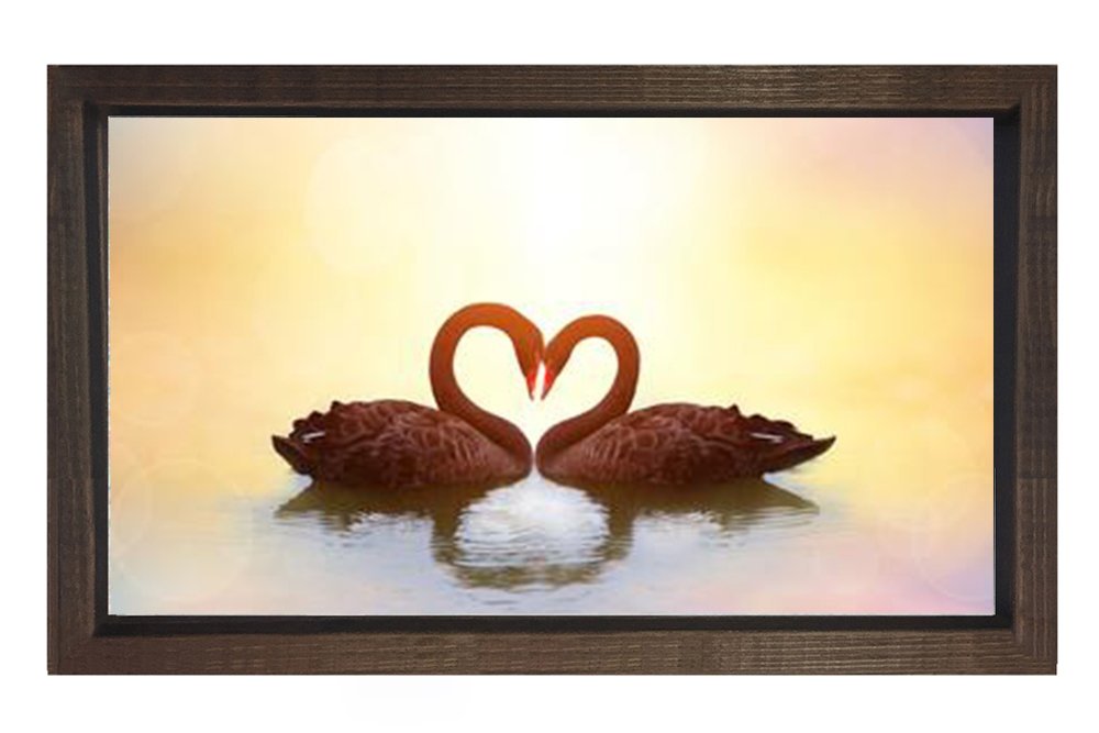 Kuğular Tablosu Kahverengi Ahşap Çerçeve - 40x60
