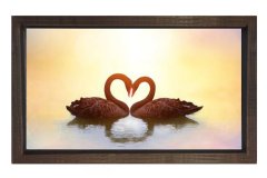 Kuğular Tablosu Kahverengi Ahşap Çerçeve - 40x60