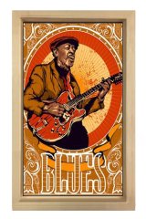 Blues Müzik Adam Tablosu Naturel Ahşap Çerçeve - 40x60