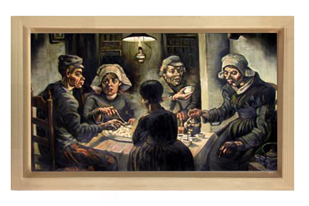 Patates Soyucuları Tablosu Naturel Ahşap Çerçeve - 45x30