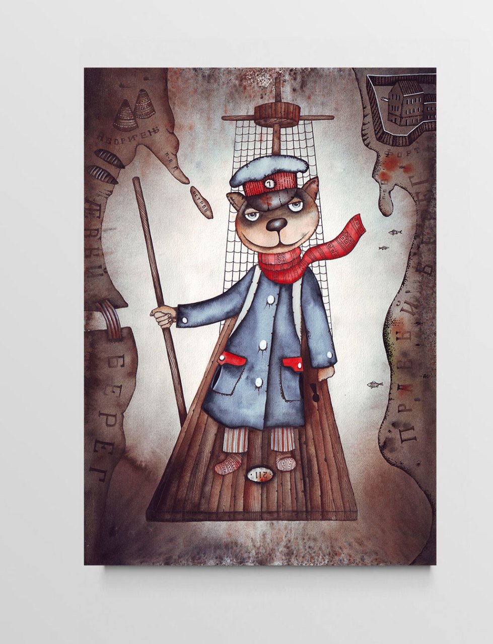 Gemici Kedi Tablosu Çerçevesiz - 100x150
