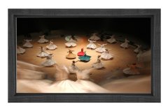Mevleviler Semazen Tablosu Siyah Ahşap Çerçeve - 40x60