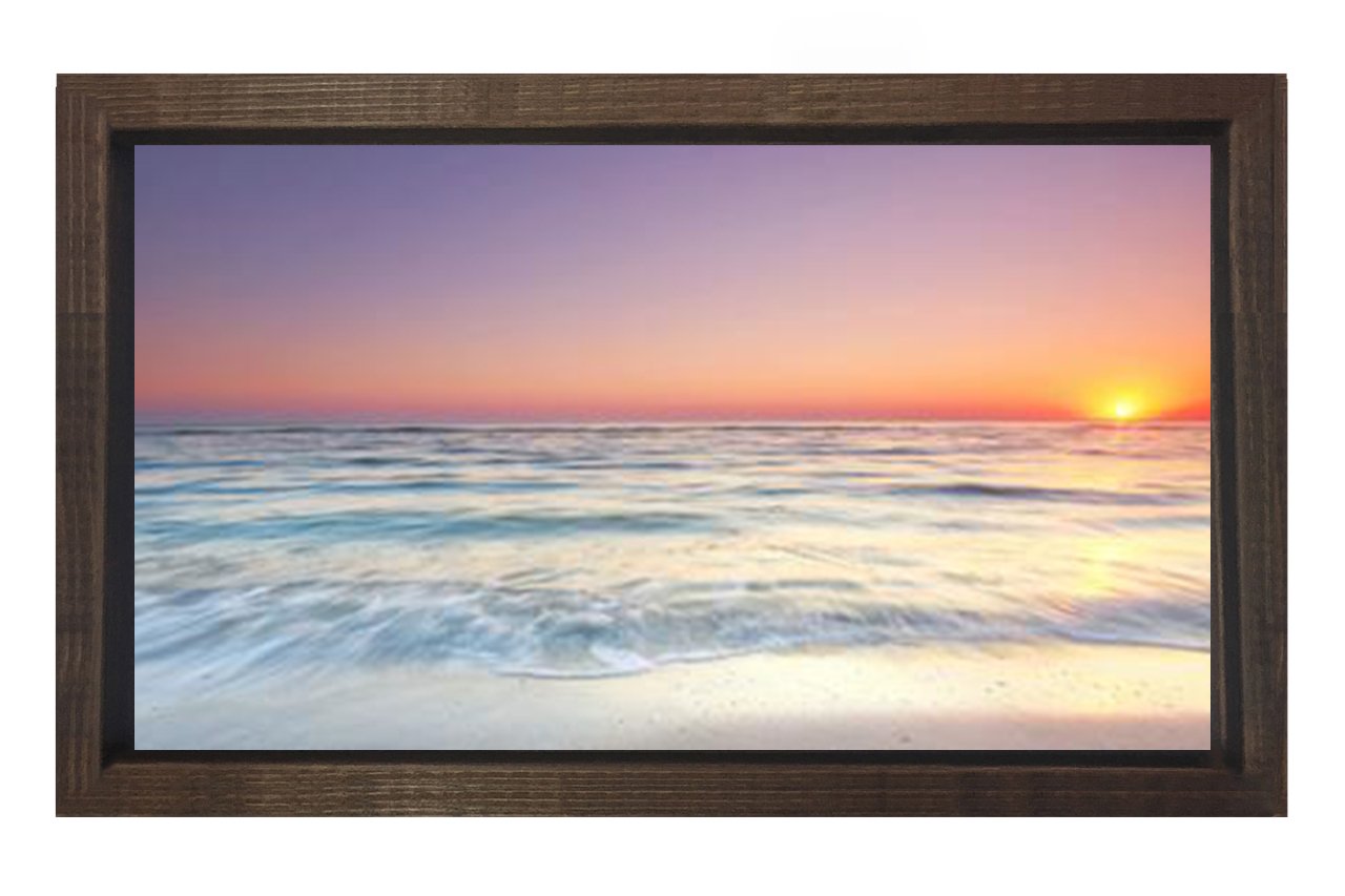 Tatlı Gün Batımı Tablosu Kahverengi Ahşap - 50x70