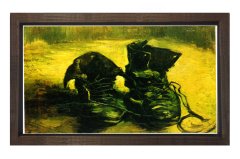 Ayakkabı Çifti Tablosu Kahverengi Ahşap Çerçeve - 100x200