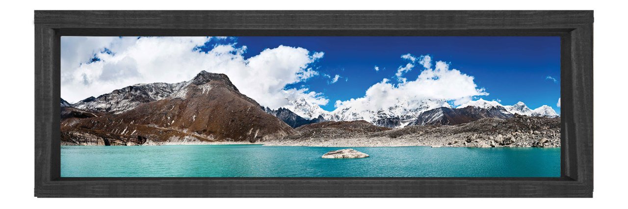 Dağlar Ve Deniz Tablosu Siyah Ahşap Çerçeve - 200x70
