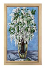 Vazoda Çiçek Natürmort Tablosu Naturel Ahşap - 50x90