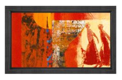 Soyut Reprodüksiyon Tablosu Siyah Ahşap - 50x70