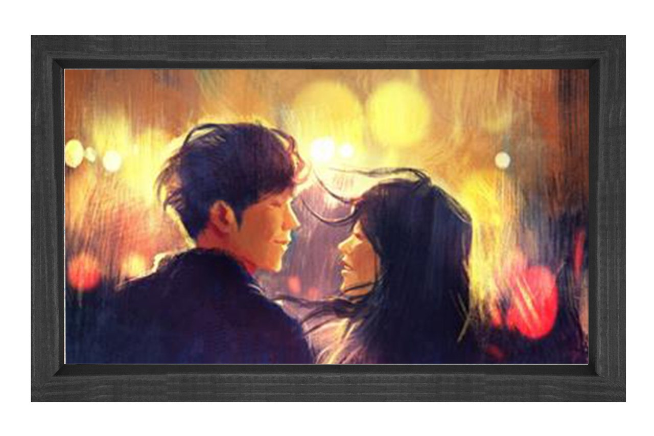Aşıklar Tablosu Siyah Ahşap Çerçeve - 50x70