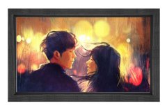 Aşıklar Tablosu Siyah Ahşap Çerçeve - 50x70