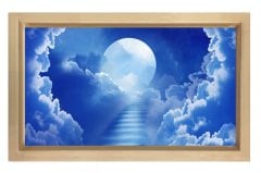 Gökyüzüne Merdiven Tablosu Naturel Ahşap Çerçeve - 100x200