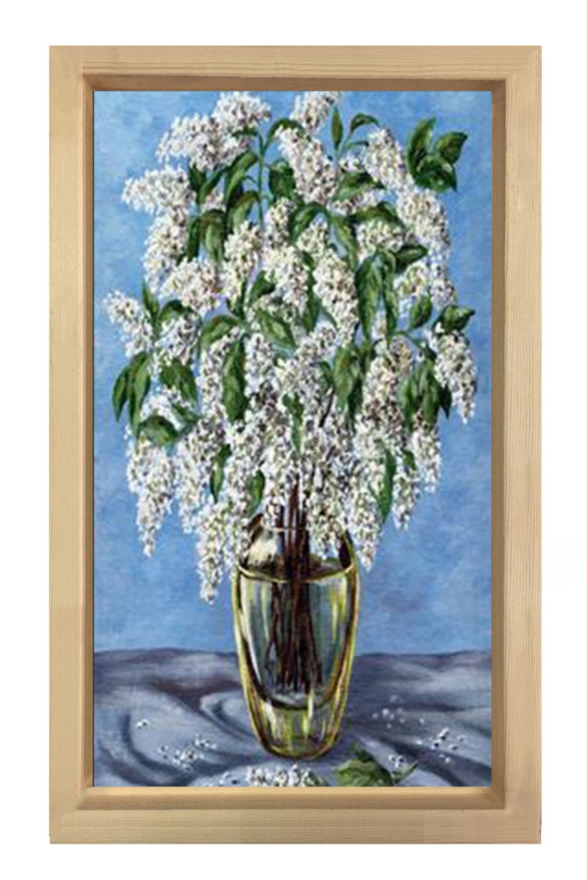 Vazoda Çiçek Natürmort Tablosu Naturel Ahşap - 70x100