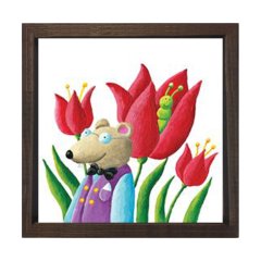 Proteson Fare Çiçekler Tablosu Kahverengi Ahşap Çerçeve - 40x40