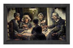 Patates Soyucuları Tablosu Siyah Ahşap Çerçeve - 100x150