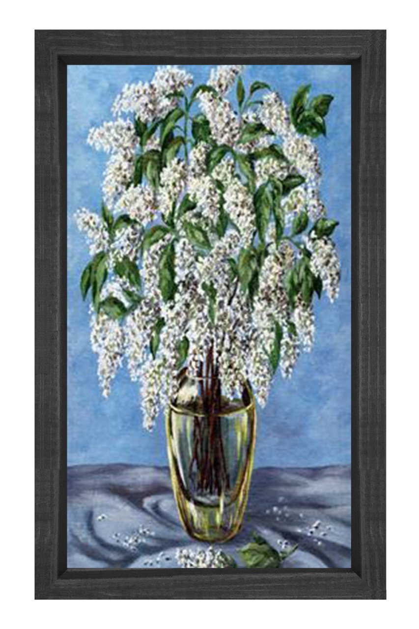 Vazoda Çiçek Natürmort Tablosu Siyah Ahşap - 100x150