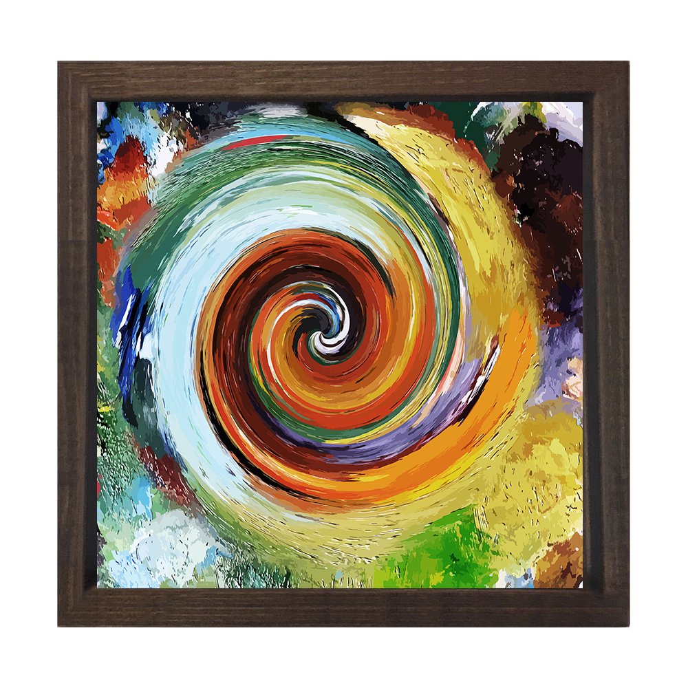 Soyut Reprodüksiyon Tablosu Kahverengi Ahşap Çerçeve - 50x50