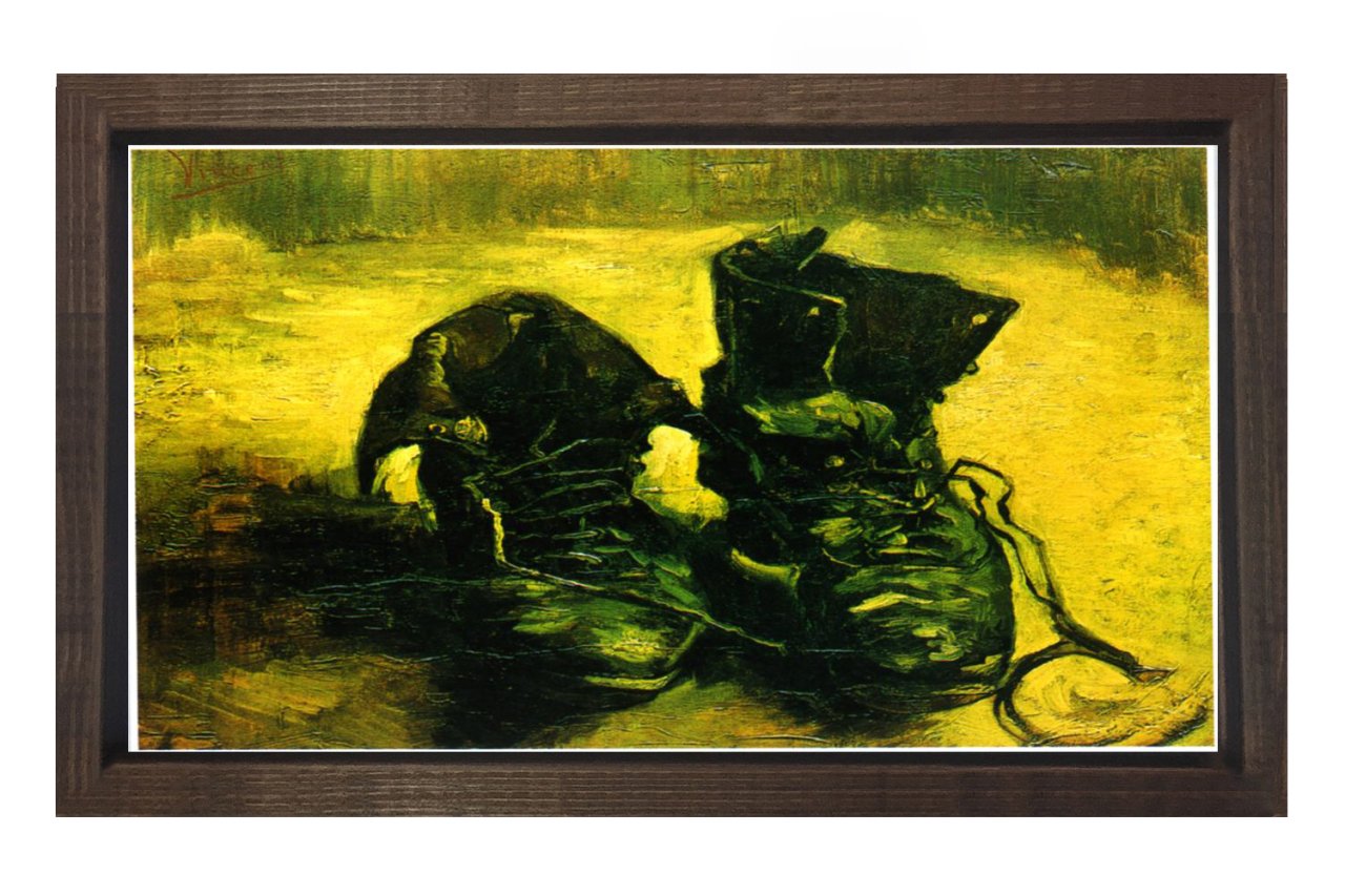 Ayakkabı Çifti Tablosu Kahverengi Ahşap Çerçeve - 50x70
