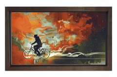 Soyut Bisiklet Yolu Tablosu Kahverengi Ahşap Çerçeve - 50x70