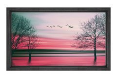 Pembe Manzara Tablosu Siyah Ahşap Çerçeve - 40x60