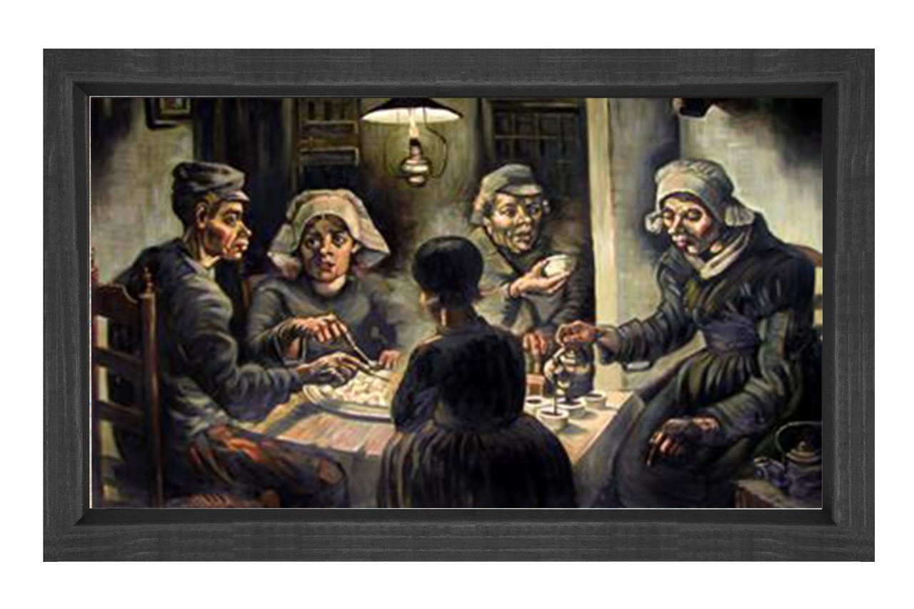 Patates Soyucuları Tablosu Siyah Ahşap Çerçeve - 40x60