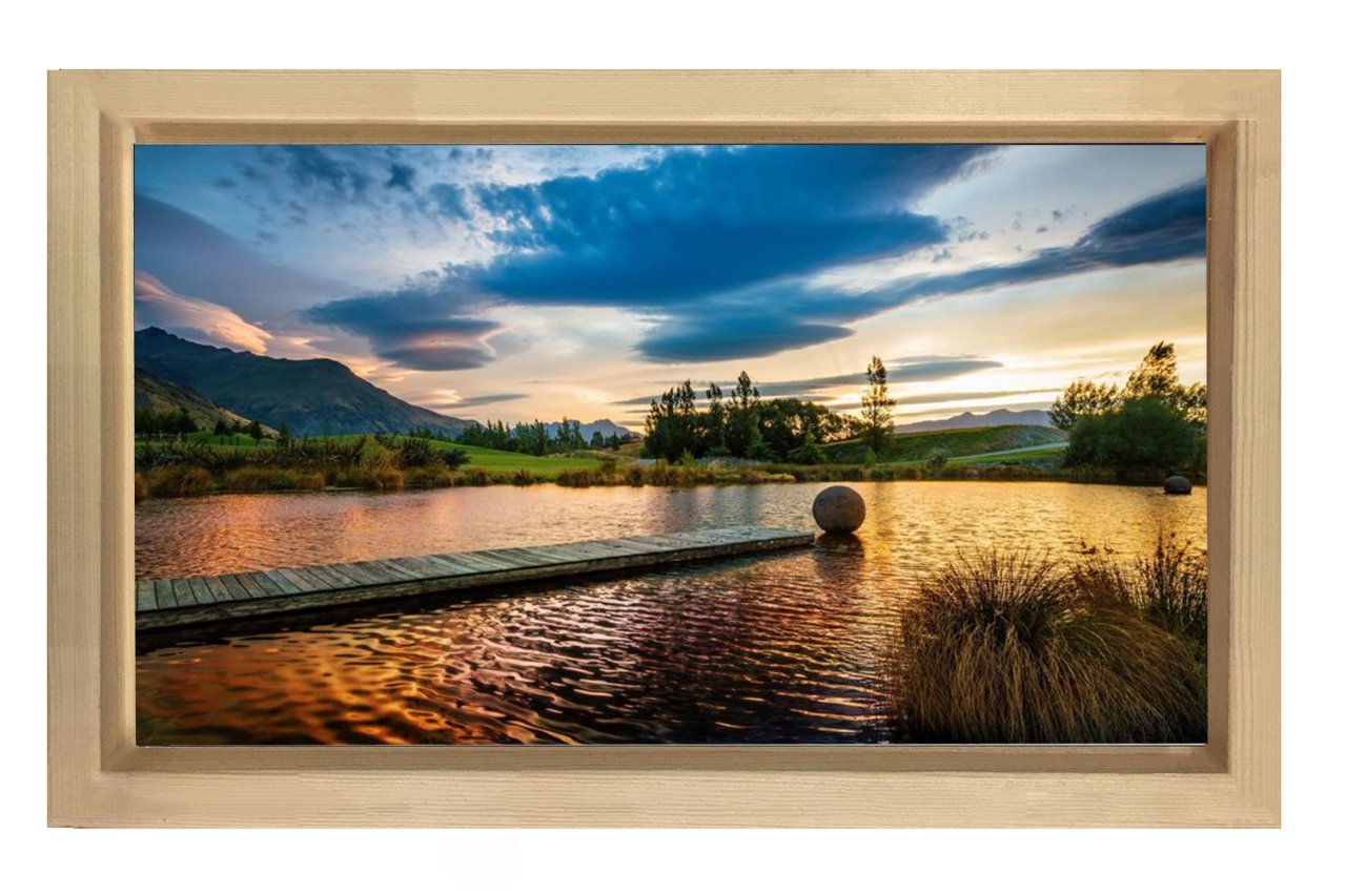 Gün Batımı Göl Ve Doğa Tablosu Naturel Ahşap Çerçeve - 50x70