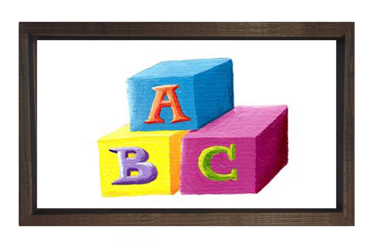 ABC Küp Tablosu Kahverengi Ahşap Çerçeve - 50x90