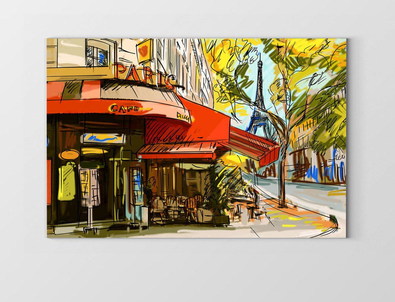 Eiffel Kulesi Vektörel Tablosu Çerçevesiz - 100x200