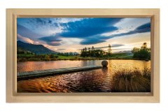 Gün Batımı Göl Ve Doğa Tablosu Naturel Ahşap Çerçeve - 50x90