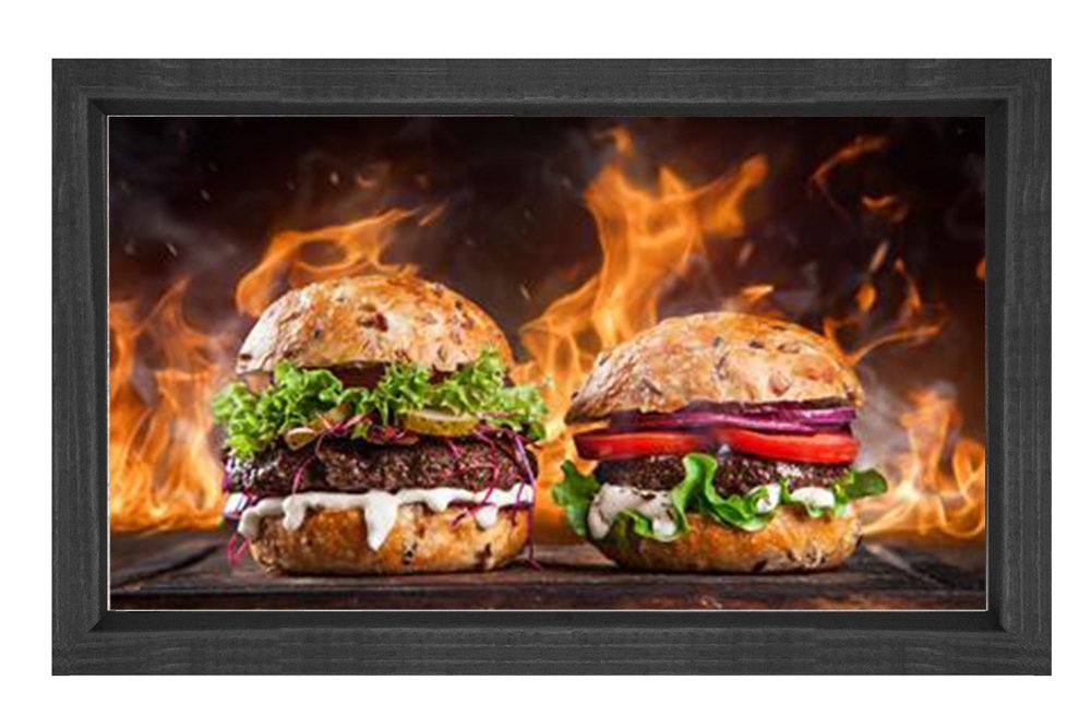 Hamburgerler Tablosu Siyah Ahşap - 100x150