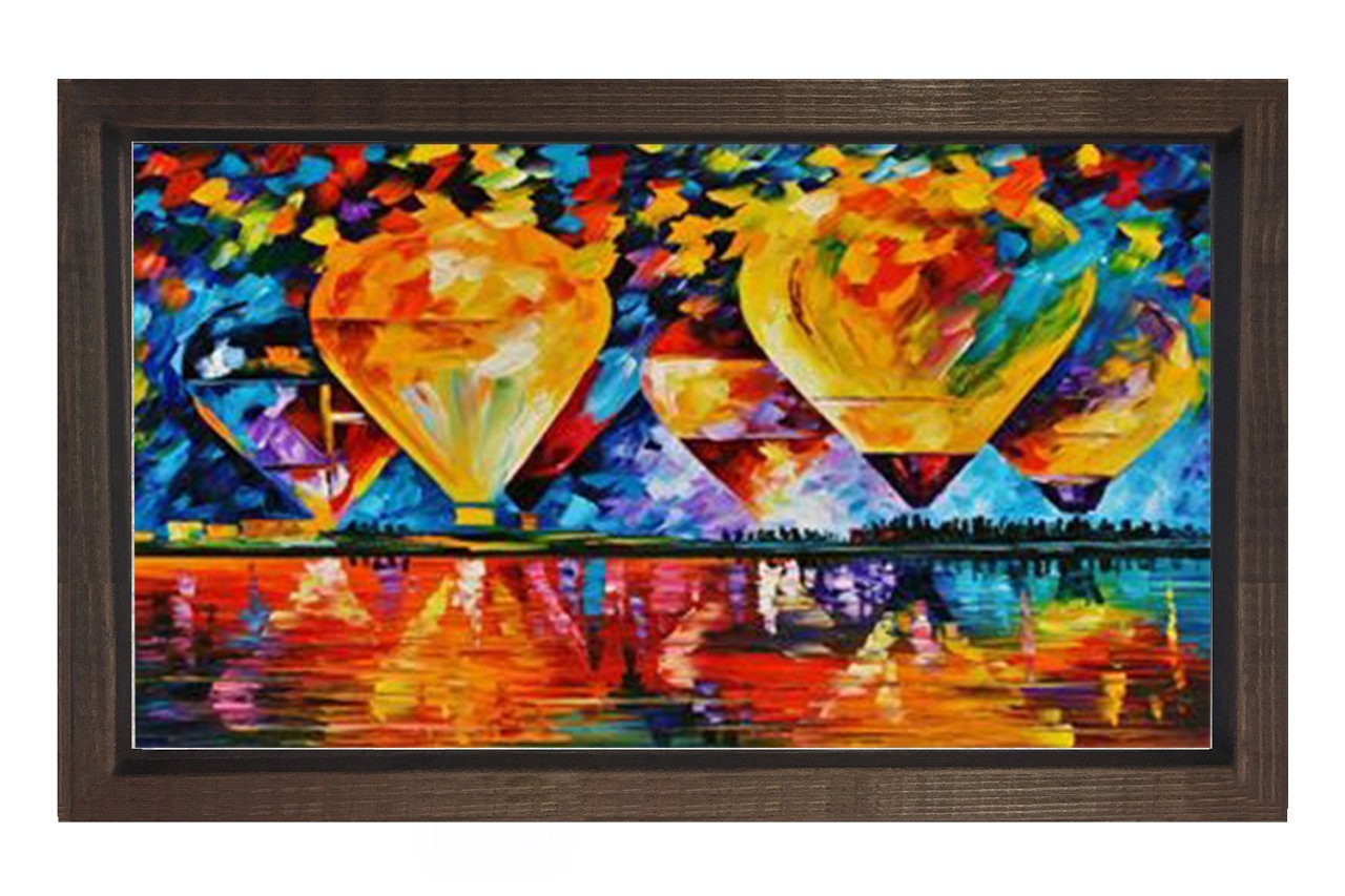 Uçan Balonlar Tablosu Kahverengi Ahşap - 40x60