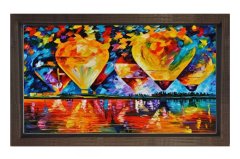 Uçan Balonlar Tablosu Kahverengi Ahşap - 40x60