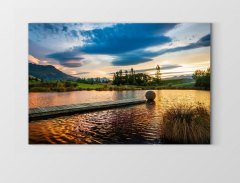 Gün Batımı Göl Ve Doğa Tablosu Çerçevesiz - 40x60