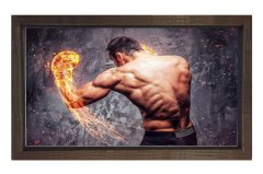 Kick Bokscu Tablosu Kahverengi Ahşap - 40x60