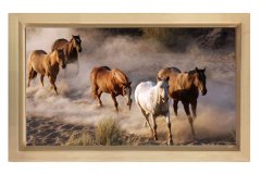 Gezgin Vahşi Atlşar Tablosu Naturel Ahşap Çerçeve - 100x150