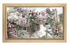 Pembe Beyaz Çiçeklik Tablosu Naturel Ahşap - 100x200