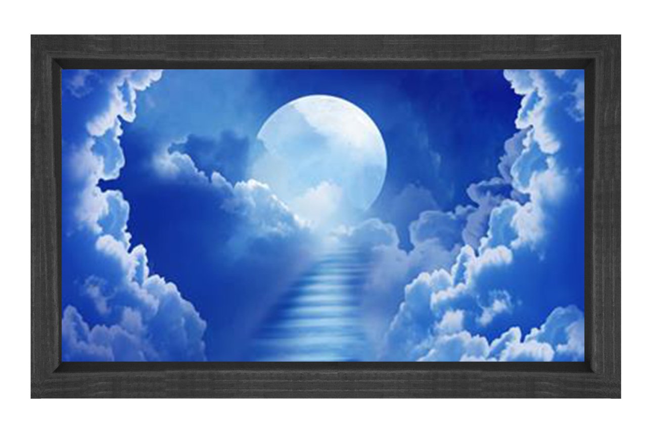Gökyüzüne Merdiven Tablosu Siyah Ahşap Çerçeve - 40x60