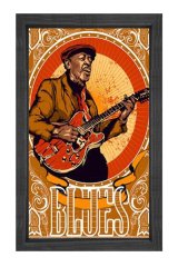 Blues Müzik Adam Tablosu Siyah Ahşap Çerçeve - 70x100