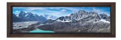 Karlı Dağ Manzarası Tablosu Kahverengi Ahşap Çerçeve - 180x60