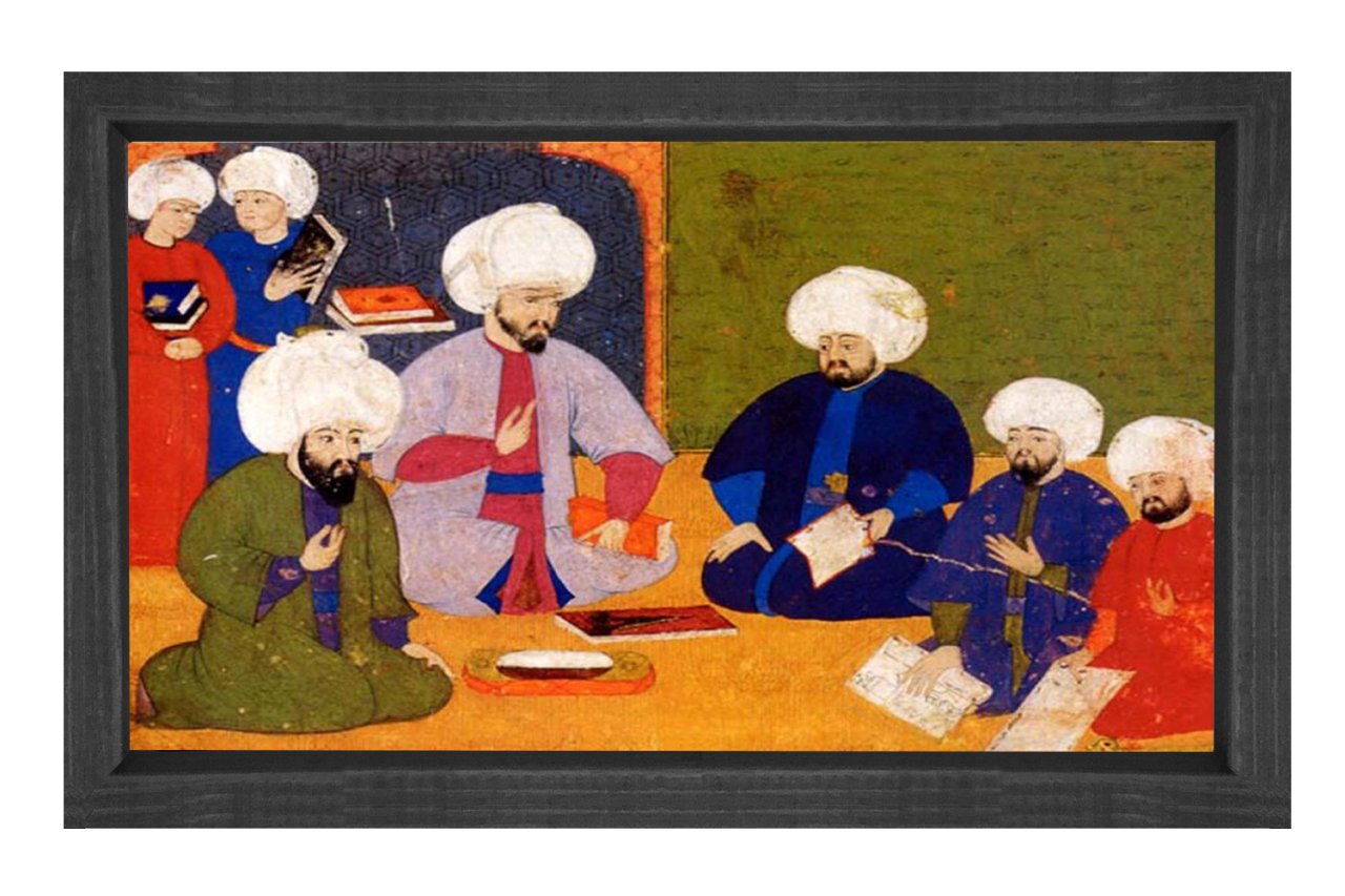 Osmanlı Medresesi Tablosu Siyah Ahşap Çerçeve - 100x200