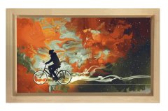 Soyut Bisiklet Yolu Tablosu Naturel Ahşap Çerçeve - 45x30