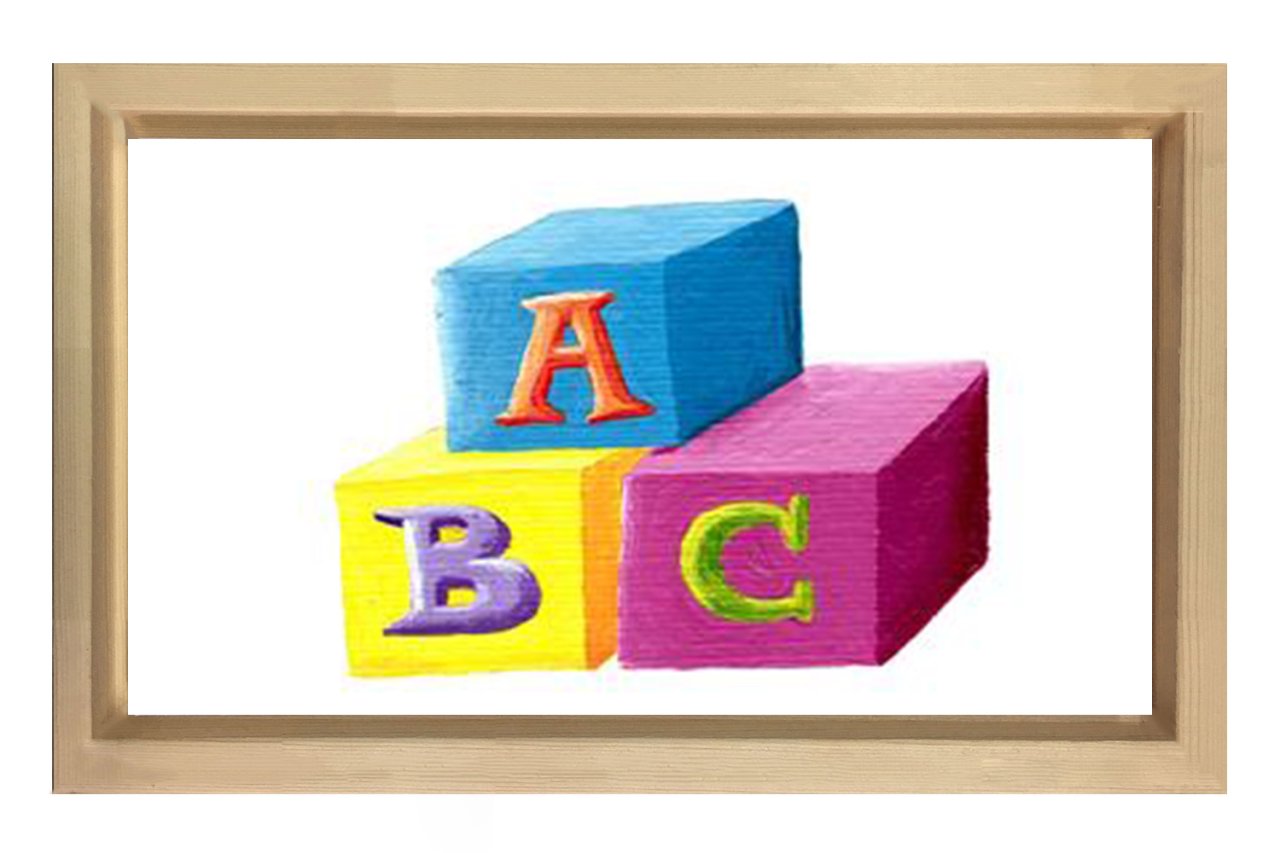ABC Küp Tablosu Naturel Ahşap Çerçeve - 45x30
