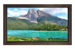 Göl ve Dağ Manzarası Tablosu Kahverengi Ahşap Çerçeve - 50x70