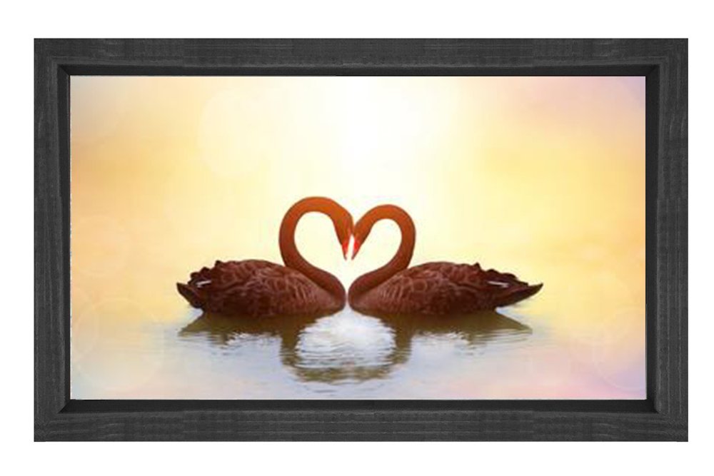 Kuğular Tablosu Siyah Ahşap Çerçeve - 100x150